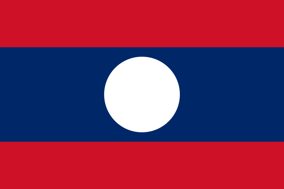 flag of Laos; red blue red flags