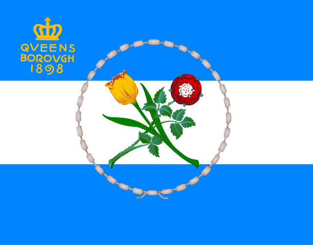 blue-white-blue flag; Queens Borough