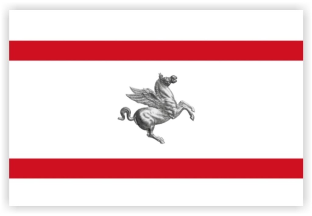 red-white-red flag; Tuscany, Italy